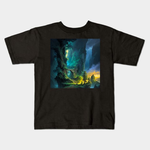 Gateway Portal to Dangerous Lands Kids T-Shirt by CursedContent